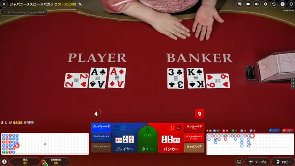 ライブカジノのバカラの罫線