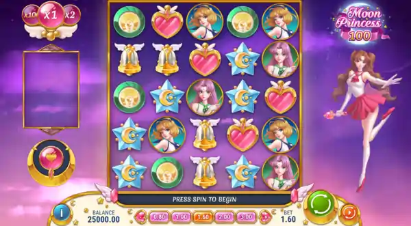 Slot screen in Moon Princess 100