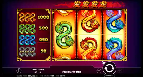 Game screen of 888 Dragons