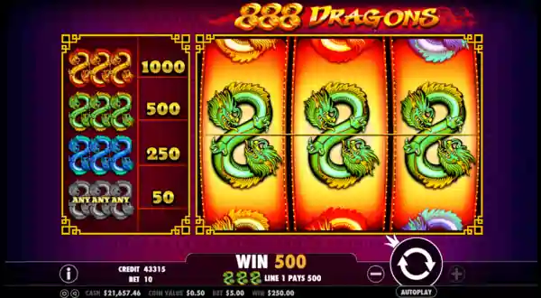 3 green dragons in 888 Dragons