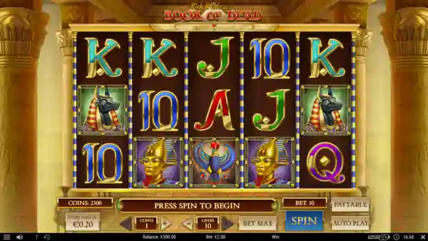 Game screen in Book of Dead Slot