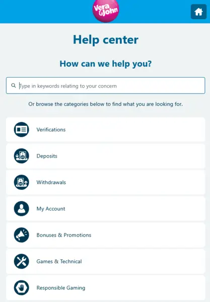 Vera&John Help Center
