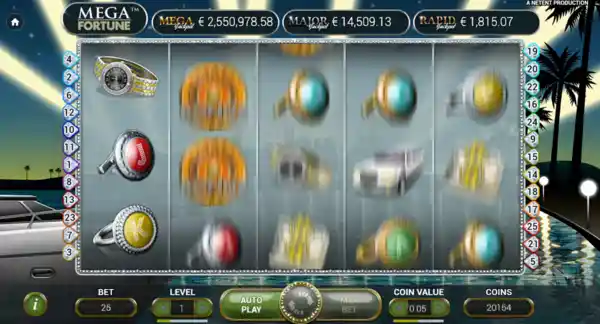 Game screen for Mega Fortune