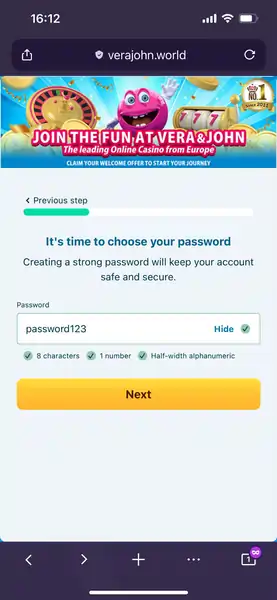 Sign up page no.2 in VJ