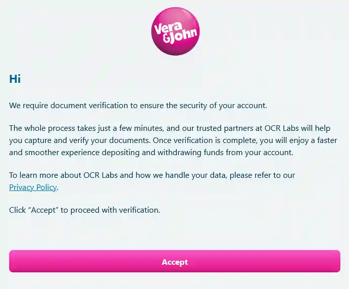 verification flow in Vera John