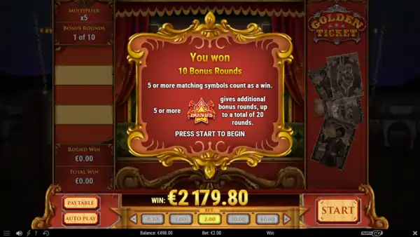 Bonus round in Golden Ticket