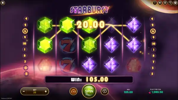 Winning combinations in Starburst